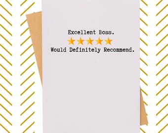 Best Boss would recommend card| Retirement Card| Congratulations on your new job| New Promotion Card| 5-Star rating Card| Card for Co-worker