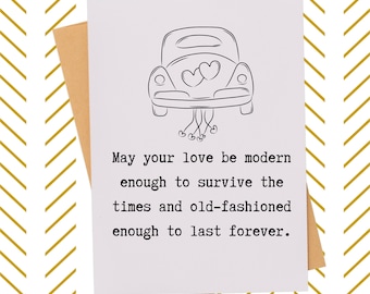 Vintage Car Wedding card| Cute Anniversary card| Old Fashioned Wedding gift| Marriage advice| Card for Him| Card for Her| Marriage blessing