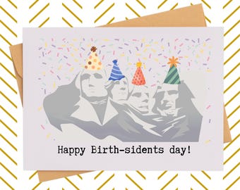 Cute President's Day and Birthday combo card| friend birthday gift card|  for women| for men| Unique card for February birthday and holiday