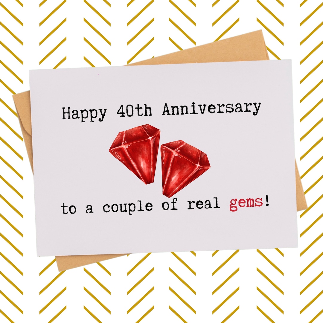 Cute Ruby Anniversary Card| 40th Wedding Anniversary Card| Husband Card ...