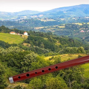 Flûte traversière serbe (frula) avec deux anneaux en aluminium (une partie)