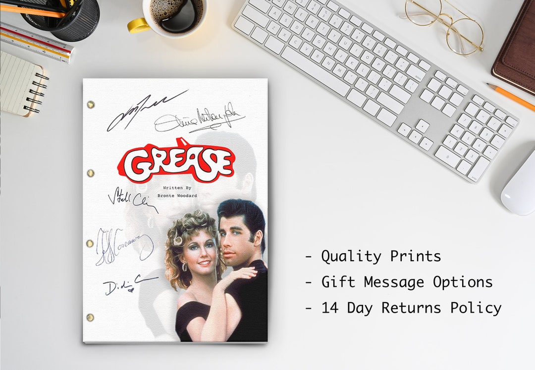 Grease Script Screenplay of Musical Film Signed reprints Amy Etsy
