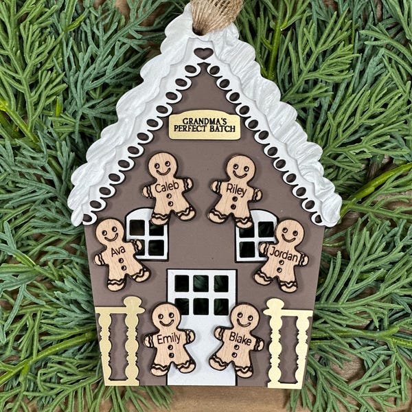Personalized Grandparent Ornament, Perfect Batch Cookie Ornament, Gingerbread House, Family Tree Ornament, Family Keepsake, Grandparent Gift