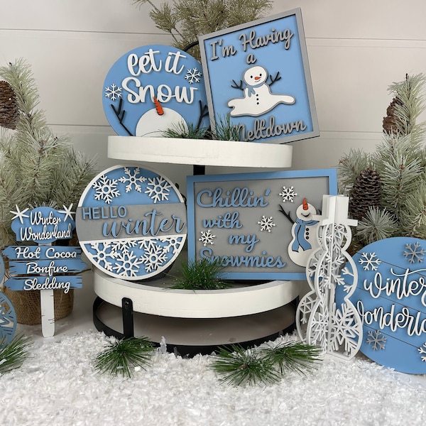 Winter Tiered Tray Decor Bundle|| Tiered tray bundle| Snowman|Winter Decor| 3D Snowman| I'm Having a Meltdown| Winter Wonderland|Snowmies