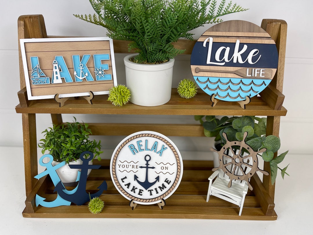 Lake Tiered Tray Decor Bundle, on Lake Time Sign, Lake Life Sign ...