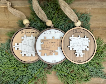 Gepersonaliseerde familiepuzzel kerstornament, aangepast ornament, ornament 2024, familieornament, familieornament, familieherinnering, familieherinnering