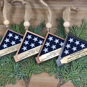 Personalisierte gefaltete Flagge veteranen Erinnerungsverzierung, Flagge Fall Verzierung, Erinnerungs-Weihnachtsverzierung, Erinnerungs-Andenken, Beileidsgeschenk
