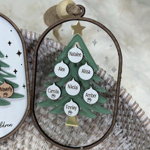 Gepersonaliseerde stamboomornament, gepersonaliseerd grootouderornament, aangepast familieornament, boomvorm, kerstcadeau, familieaandenken afbeelding 9