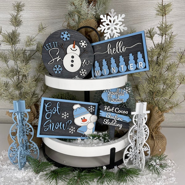 Winter Tiered Tray Decor Etsy
