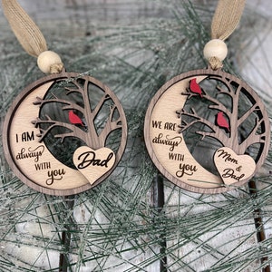 Cardinal Memorial Ornament, Remembrance Ornament, Memorial Christmas Ornament , Sympathy Ornament, Personalized Memorial Ornament