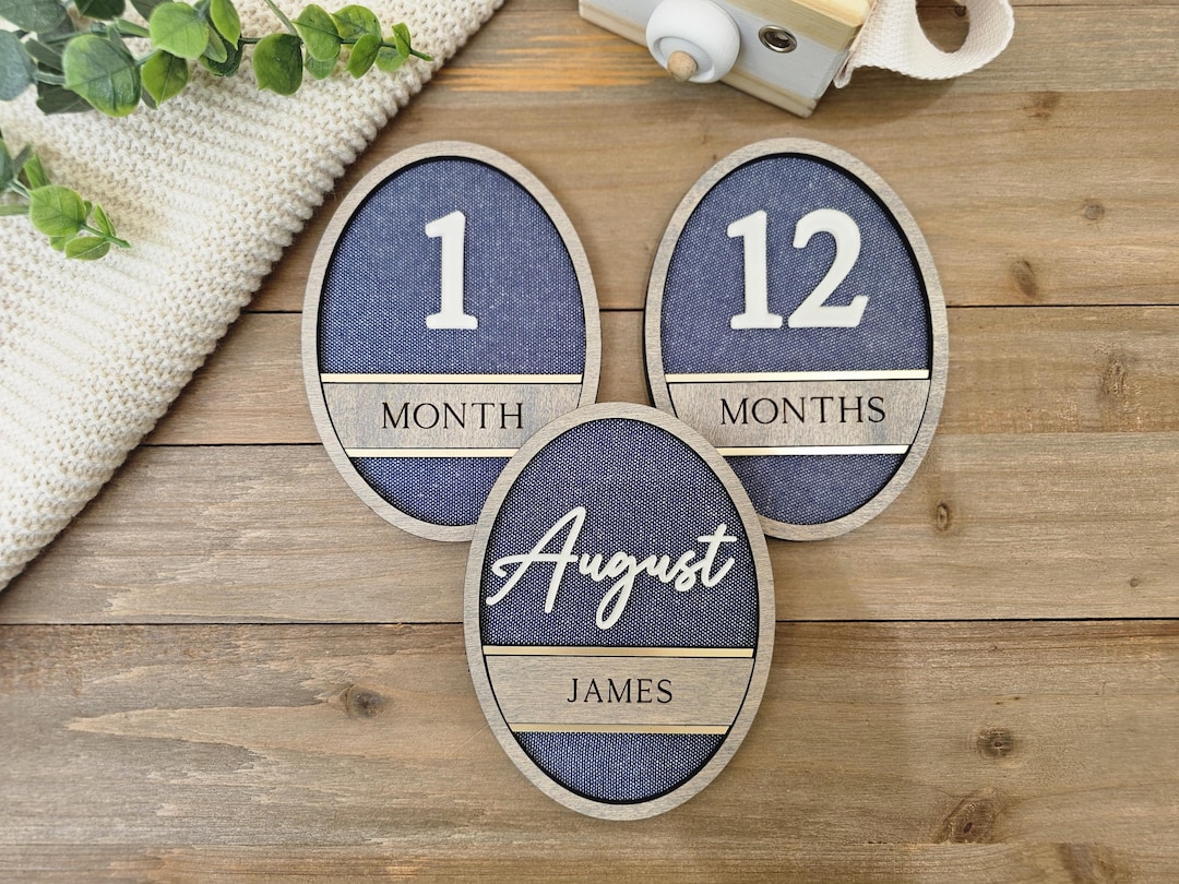 Denim Baby Milestone Markers | Personalized Monthly Baby Milestone Set ...