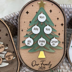 Gepersonaliseerde stamboomornament, gepersonaliseerd grootouderornament, aangepast familieornament, boomvorm, kerstcadeau, familieaandenken afbeelding 7