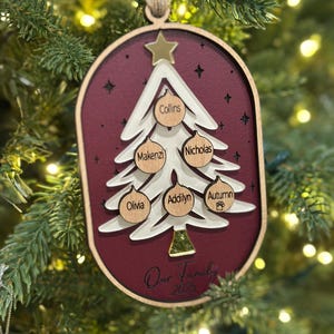 Gepersonaliseerde stamboomornament, gepersonaliseerd grootouderornament, aangepast familieornament, boomvorm, kerstcadeau, familieaandenken afbeelding 14