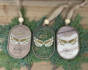 Adorno conmemorativo personalizado, adorno de recuerdo, adorno de condolencia, regalo de condolencia, recuerdo conmemorativo, adorno conmemorativo de ala de ángel