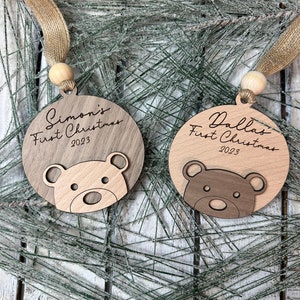 Baby's First Christmas Ornament 2023, Babies First Christmas, Gift for New Parents, Baby Bear Ornament, Personalized Baby Ornament