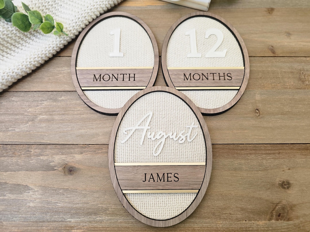 Linen Baby Milestone Markers | Personalized Monthly Baby Milestone Set ...