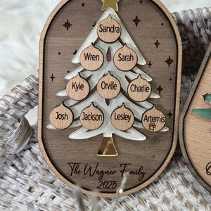Gepersonaliseerde stamboomornament, gepersonaliseerd grootouderornament, aangepast familieornament, boomvorm, kerstcadeau, familieaandenken afbeelding 8