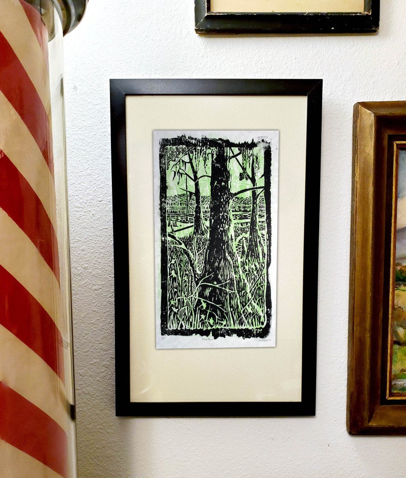 Black Bayou Refuge, 2 Color Original Woodcut Print by Tammy Matthews image 2