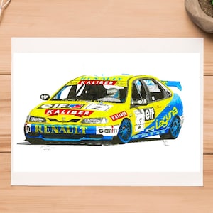 Alain Menu, 1997 BTCC Renault Laguna, A4 Drawing Print