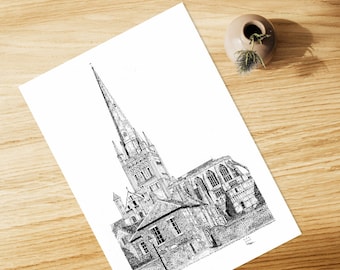 Norwich Cathedral Print, Medieval Architecture Art