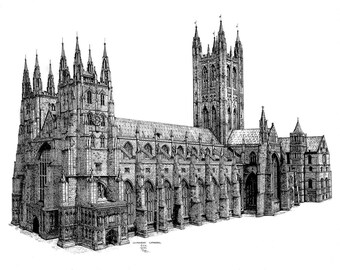 Canterbury Cathedral - Original pen and ink Drawing.