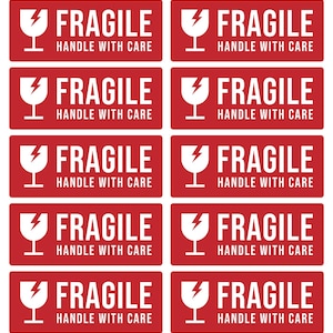 14 X Handle With Care Fragile Stickers,Digital download, Cricut Print & Cut Template, Medium Size Fragile Parcel Stickers