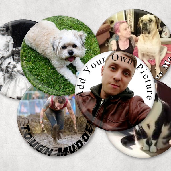 Bulk Custom Photo Button Badge - Design Your Own Button Badge - Personalised Photo Badges - Available in 3 Different Sizes - Photo Pin Badge