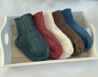 Hand Knit Alpaca Baby Socks Size 17-18