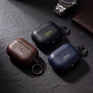 Men Leather AirPods Pro Case with Keyring Professional Work Accessory Minimalist AirPods Cover New Job Gift for Coworker Promotion
