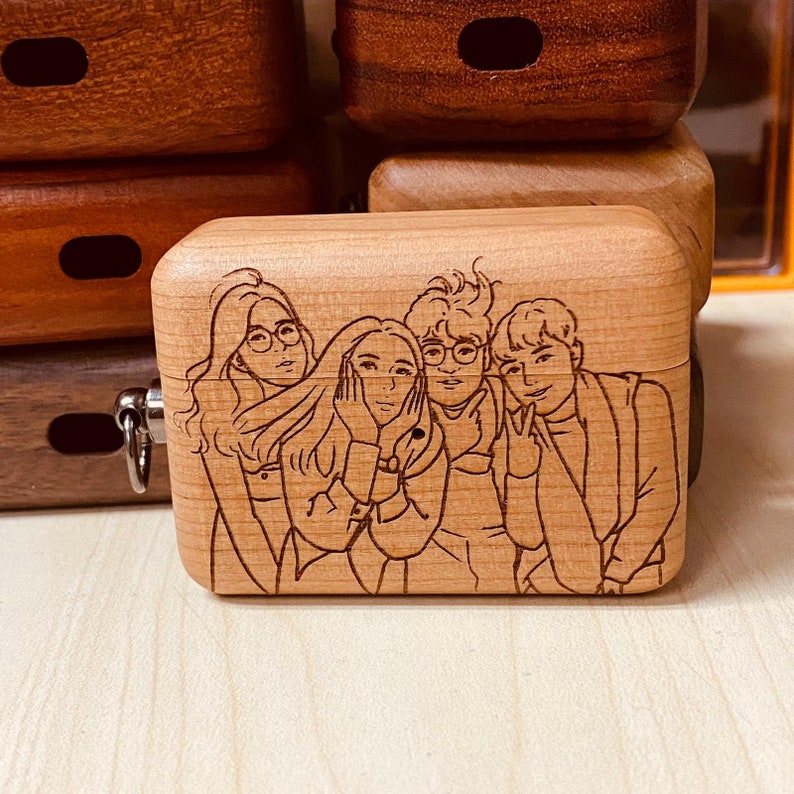 Wood AirPod Pro 1st and 2nd Case with photo engraving