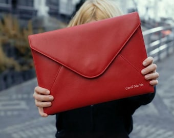 Red Initials Laptop Sleeve for MacBook Air 13 Personalized Boho Surface Case Women Birthday