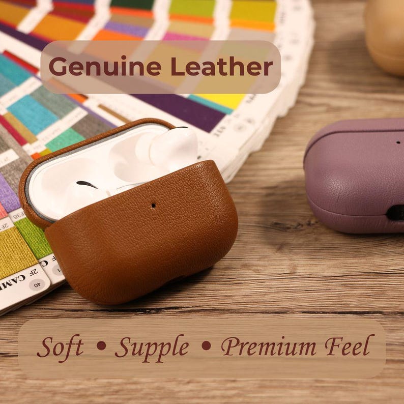 Personalized AirPod Pro 2 Case Men Gift Idea for Husband Monogram Gift Leather AirPod Case 4th Gen for Sister Birthday Gift Unique Colorful image 2