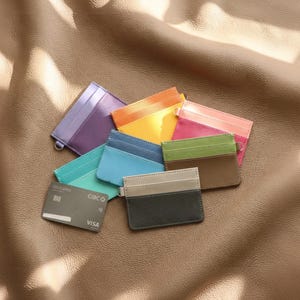 Personalized Leather Wallet RFID Protection Card Holder Minimalist Design Credit Security Case Travel Accessory Keyring Custom Initial Gift