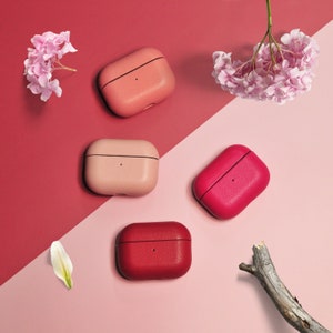 Monogram rood AirPod Pro-hoesje 2 gepersonaliseerd cadeau voor vrouw Moederdagcadeau roze minnaar lederen AirPod 3-hoesje voor georganiseerde verpleegkundige verjaardagscadeau