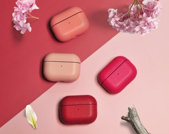 Women Aesthetic Monogram AirPod Pro Case 2 Personalized Gift for Wife Pink Lover Leather AirPod 3 Case Print Initials for Sister Birthday