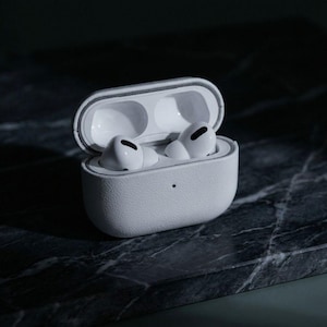 White Leather Airpods Case Personalized Gift For Him Birthday Present