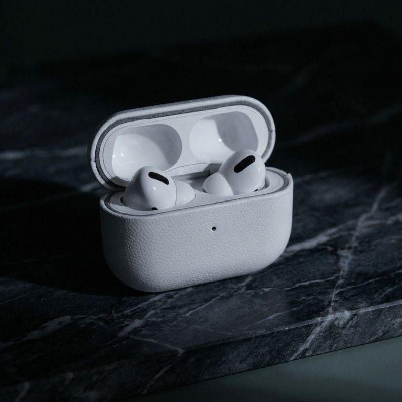White Leather Airpods Case Personalized Gift For Him Birthday Present