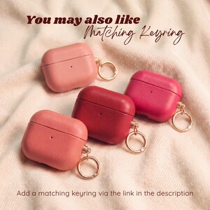 Leather AirPods case paired with a matching leather keyring, creating a coordinated and stylish accessory set, Optional Keyring Add-On