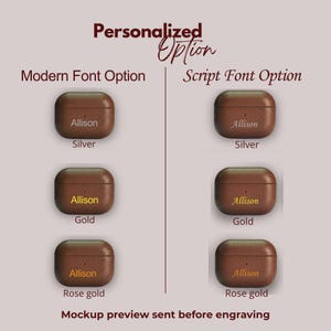 Font and colour options personalization choices engraving and hot stamping selection