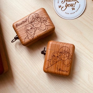 Wood AirPod Pro 1st and 2nd Case with photo engraving