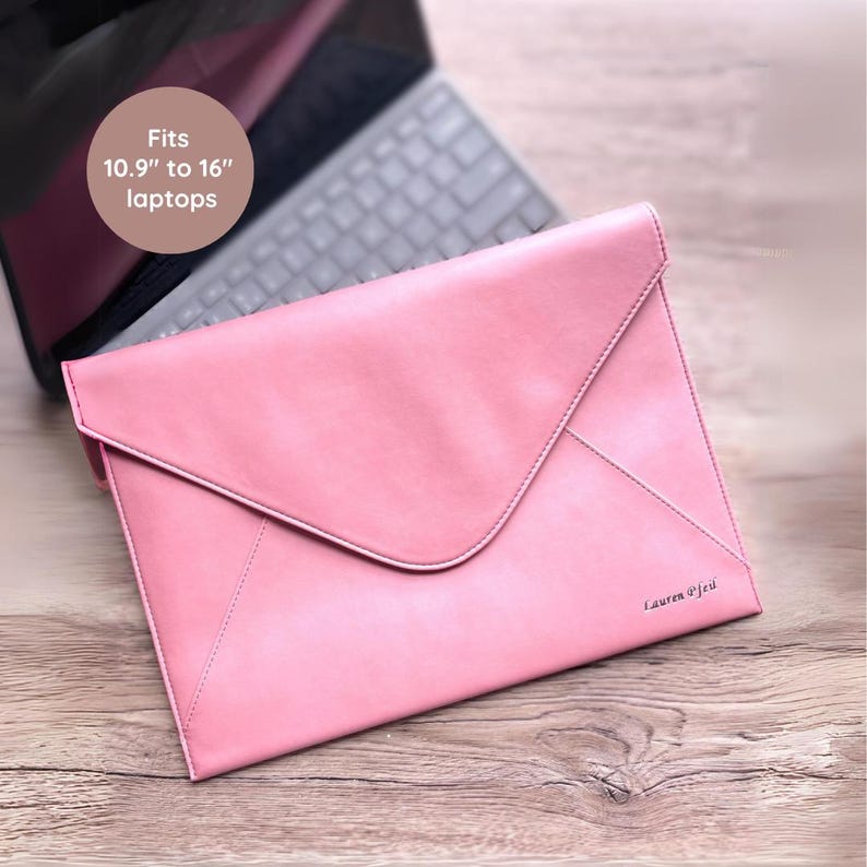 Pink Leather Laptop Sleeve