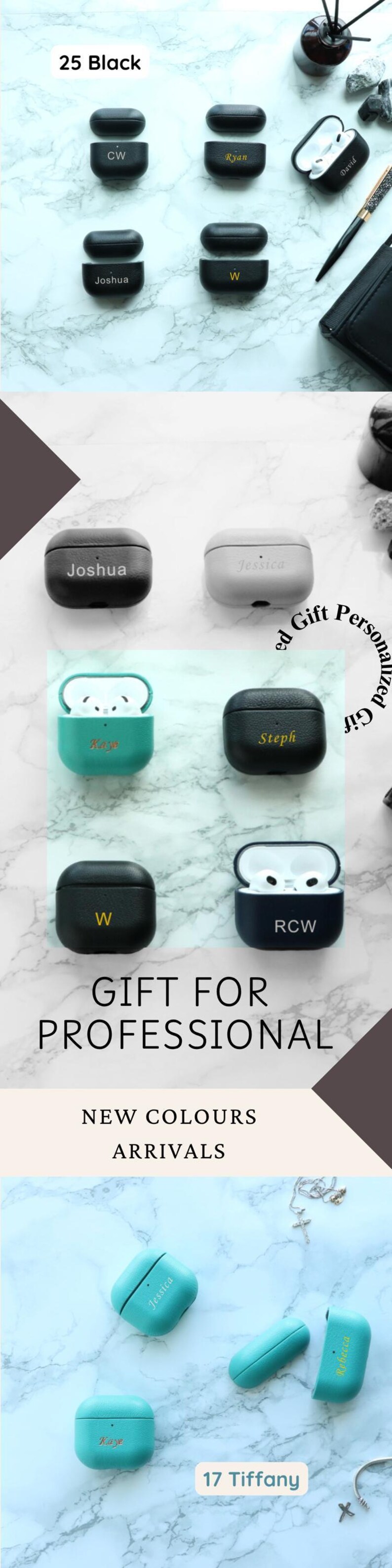 Men Leather AirPods Pro Case with Keyring Professional Work Accessory Minimalist AirPods Cover New Job Gift for Coworker Promotion image 19