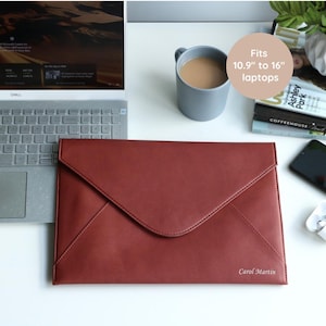 Initial Leather Laptop Sleeve Custom Computer Case for MacBook Pro Men Ideal Birthday Gift Personalized for Professional Office New Job Gift