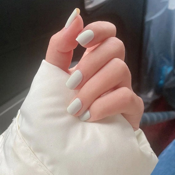 Matte White Square Press on Nails Short Square Press on - Etsy