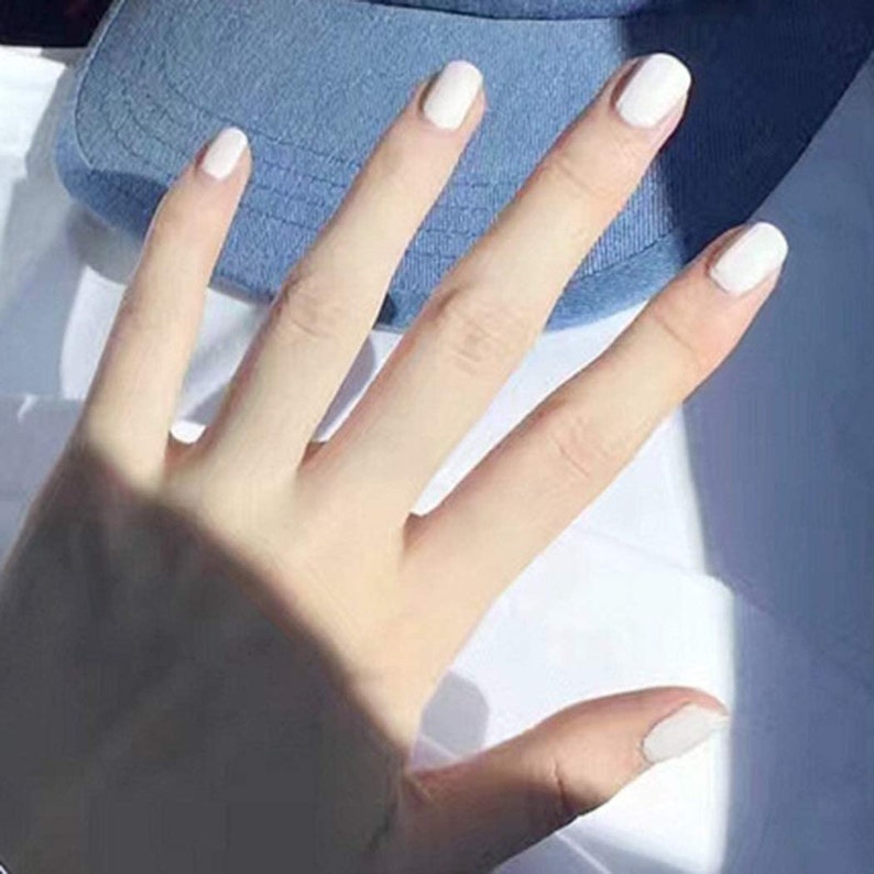 Matte White Square Press on Nails Short Square Press on - Etsy
