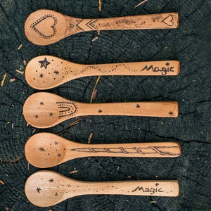 Small Wooden Spoon - Kitchen Art - Pyrography - Wood Burned Spoon