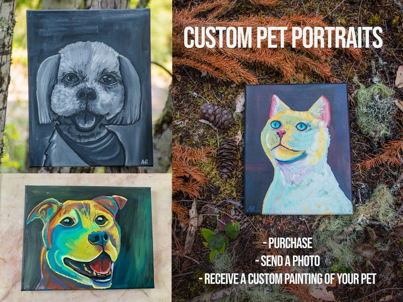 Custom Pet Portrait - Original Painting on Canvas - Etsy
