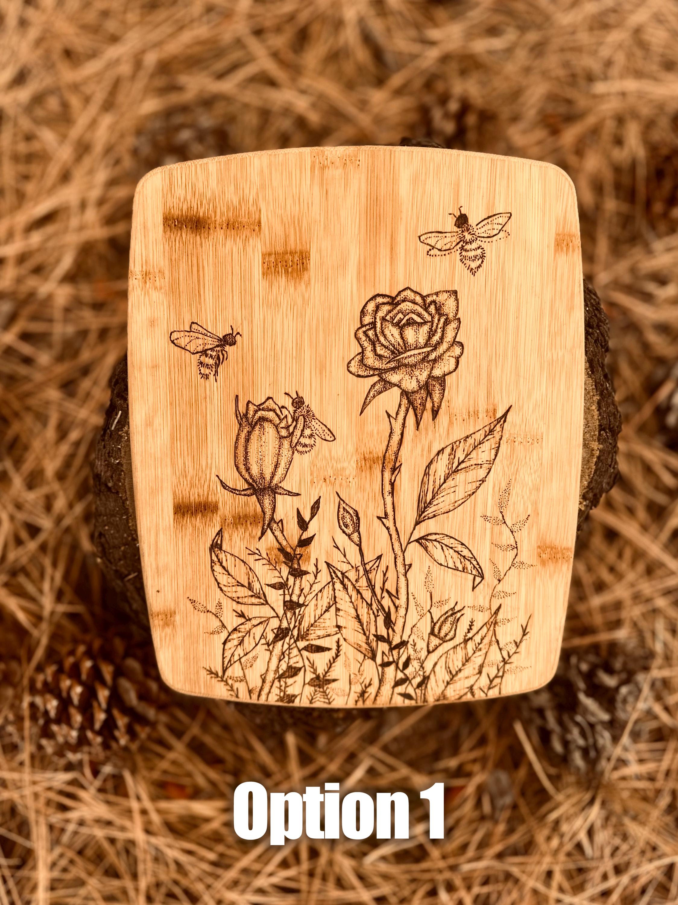 Bamboo Cutting Board Useful Kitchen Decor Pyrography / Wood Burning Art ...
