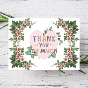 Printable Thank You card Instant download 7x5 inch card, Thank You card to download, Simple Thank You card