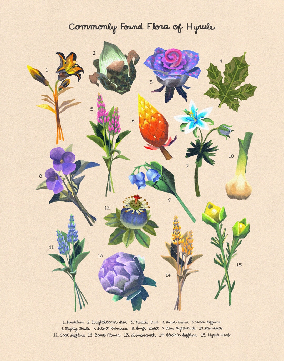 Commonly Found Flora of Hyrule 11x14 - Etsy
